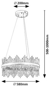 Rabalux 72227 - LED Csillár zsinóron MABEL LED/36W/230V 3000/4000/6000K arany