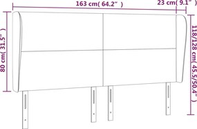 sötétszürke szövet fejtámla szárnyakkal 163 x 23 x 118/128 cm