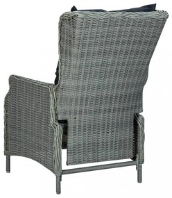7 részes világosszürke polyrattan kültéri étkezőszett párnákkal