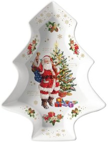 Karácsonyi porcelán fenyőfa alakú kínáló tál, 21,5x28,5 cm, díszdobozban - Christmas Memories