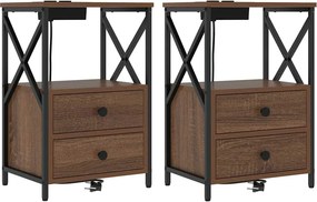 vidaXL Éjjeliszekrény 2 pcs Barna Tölgy 40 x 31 x 60 cm Faanyag
