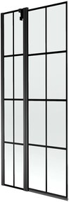 Mexen Flip, 1 szárnyas kádparaván 80 x 150 cm, 6 mm átlátszó üveg-fekete mintás, fekete profil, 894-080-101-70-77