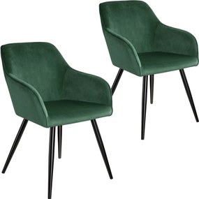 TecTake GmbH 404026 marilyn bársony hatású székek - sötétzöld/fekete, 2 darabos készlet