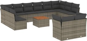 vidaXL 13 részes szürke polyrattan kerti ülőgarnitúra párnákkal