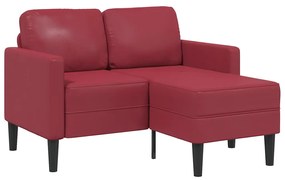 borvörös műbőr 2 üléses kanapé L-alakú kanapéval 125 cm
