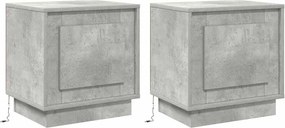 vidaXL Éjjeliszekrény 2 pcs Beton Szürke 44 x 34,5 x 45 cm Faanyag