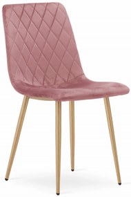 PreHouse Fotel TURIN - rózsaszín bársony / fa lábak