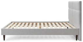 Világosszürke kárpitozott franciaágy ágyráccsal 160x200 cm Elyna – Bobochic Paris