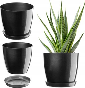 Virágtartó Állvány Műanyag Fedő Virágtartó 14cm Grafit Kadax