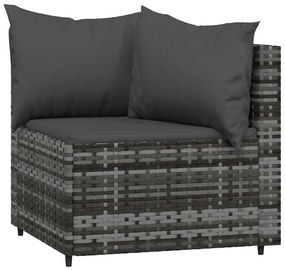 3 részes szürke polyrattan kerti ülőgarnitúra párnákkal