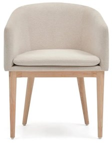 Krémszínű kárpitozott karfás étkezőfotel Harlan – Kave Home