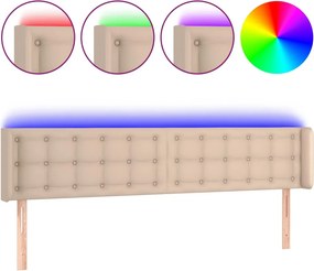 vidaXL cappuccino színű műbőr LED-es fejtámla 203x16x78/88 cm