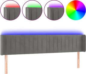 vidaXL világosszürke bársony LED-es fejtámla 183 x 16 x 78/88 cm