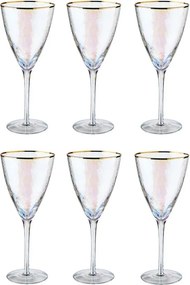SMERALDA boros pohár arany szegéllyel 400ml, 6 db-os készlet