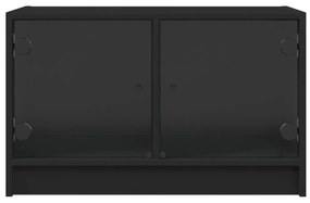 fekete TV-szekrény üvegajtókkal 68x37x42 cm