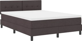 vidaXL Boxrugós ágy matracmal leddel Sötét Barna 140 x 190 cm szövet