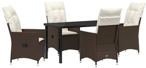 vidaXL Kert étkező szett párnával 5 pcs Barna polirattan
