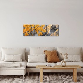 Kép – Arany fa a hegyekben (órával) (90x30 cm)