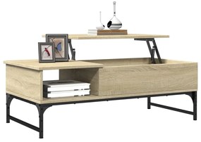 Sonoma tölgy szerelt fa és fém dohányzóasztal 100 x 50 x 35 cm