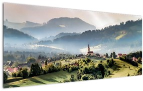 Kép - falu a ködben (120x50 cm)