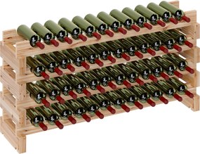 HOMCOM Lucfenyő Borospolc, Borospince 4 Polccal 48 Üveghez és Maximális Teherbírás 60 kg, 114x28x56,5 cm, Természetes Fa | Aosom