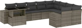 vidaXL 10 részes szürke polyrattan kerti ülőgarnitúra párnákkal