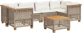 vidaXL 7 részes bézs polyrattan kerti ülőgarnitúra párnákkal