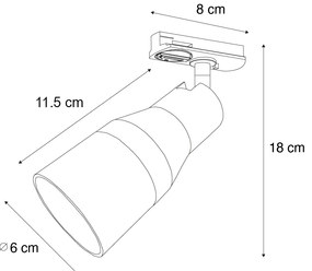 Modern fekete spot lámpa fegyveres szürkével, 1 fázisú sínrendszerhez GU10 50mm - Iconic Kohua