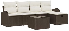 vidaXL Kanapé Szett párnával tárolóval 6 pcs Barna és Krém polirattan