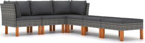 vidaXL 6 részes szürke polyrattan kerti ülőgarnitúra párnákkal
