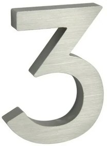 Alumínium 3-as házszám, 3D, köszörült felület