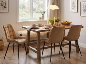 Barna étkezőszék BERA bársony fekete lábakkal