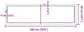 sötétbarna kezelt tömör tölgyfa asztallap 180x50x(2-6) cm