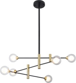 ITALUX PND-9148-6 MARINO Glamour Csillár Fekete, Sárgaréz, Átlátszó G9 IP20