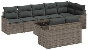 vidaXL Kerti Kanapé Szett 9 pcs Szürke polirattan