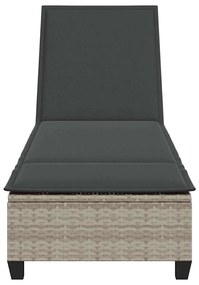 világosszürke polyrattan napozóágy párnákkal 55x200x25,5 cm