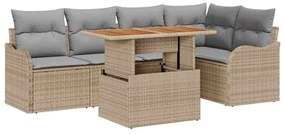 vidaXL Kerti Kanapé Szett 6 pcs Beige és Világosszürke polirattan