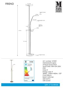 Markslöjd 107009 - LED Szabályozható állólámpa FRIEND LED/18W/230V + LED/5W