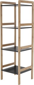 4 polcos állvány, természetes/fekete, NAOKO