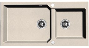 Kuchinox Milos, 2 rekeszes gránit mosogató 980x500x215 mm + szifon, bézs, LAV-SPM_4209