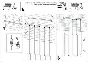Sollux SL.0472 - Csillár zsinóron PASTELO 5 5xG9/8W/230V fekete
