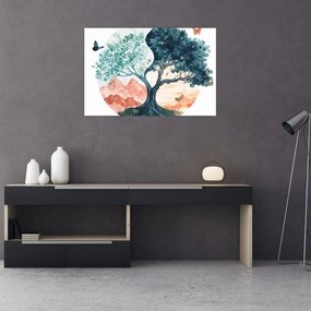Kép – Akvarellfa tele élettel (90x60 cm)