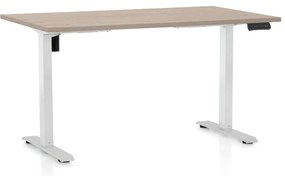 Állítható magasságú asztal OfficeTech B, 140 x 80 cm, fehér alap, tölgy