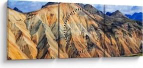 Kép - Landmannalaugar (órával) (90x30 cm)