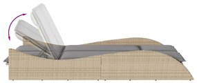 bézs polyrattan napozóágy párnákkal 114x205x73 cm