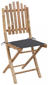 2 db összecsukható bambusz kerti szék párnával