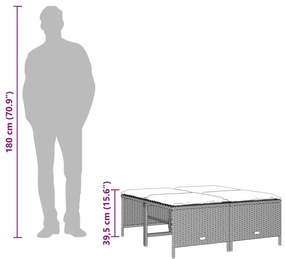 4 db világosszürke polyrattan kerti szék párnákkal