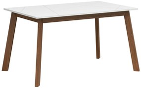 Asztal Boston CE125Fényes fehér, Sötét delanói tölgy, 77x85x140cm, Hosszabbíthatóság, Közepes sűrűségű farostlemez, Fa