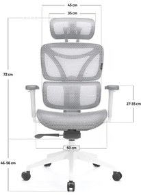 Ergonomikus irodai szék LEVANO szürke/fehér/fekete