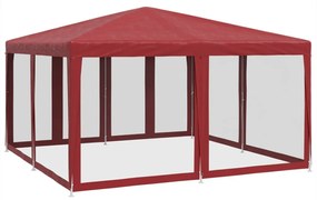 piros HDPE rendezvénysátor 8 hálós oldalfallal 4 x 4 m